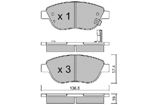 Jeu de 4 plaquettes de frein AISIN ref. BPOP-1007
